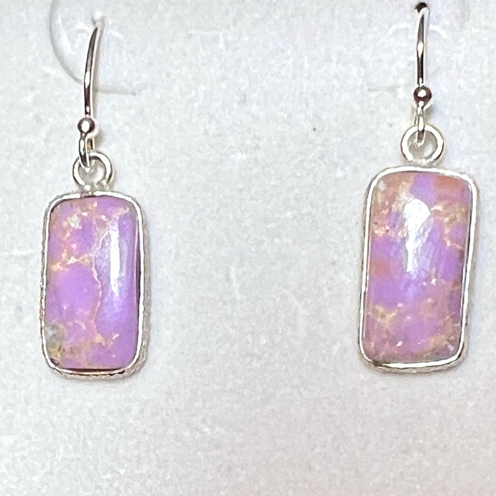 Elegant Peruvian Pink Opal Sterling Silver Drop Earrings NWOT